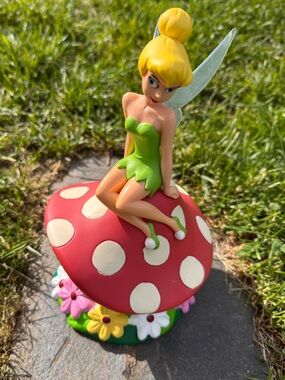 Vintage Tinkerbell Toadstool 9” High Money Bank